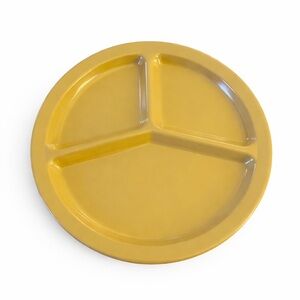 Set of 4 Vintage Texas Ware Yellow Divided Melamine Plates Plastic Dinnerware